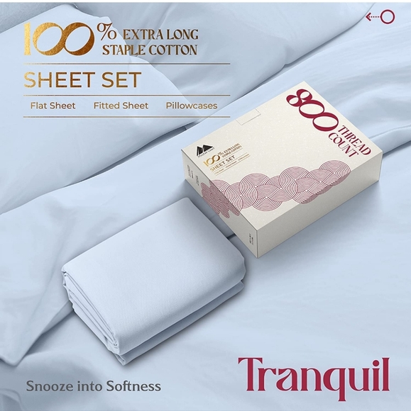 Mayfair Linen 800 Thread Count 100% cotton  sateen weave King sheet set-sky blue - Picture 7 of 13